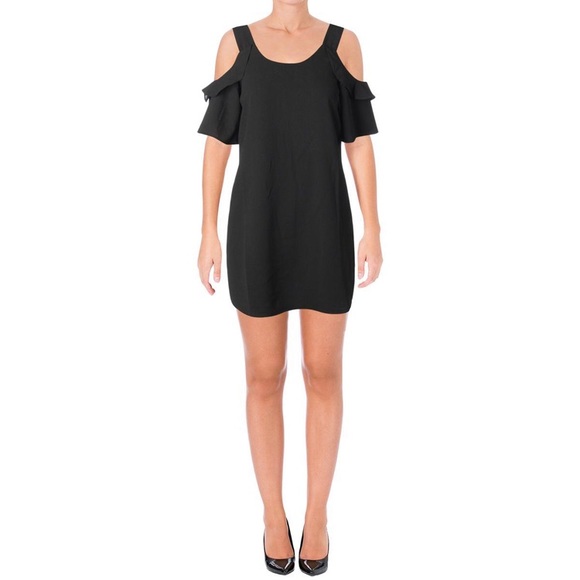 Aqua Dresses & Skirts - AQUA Ruffled Cold Shoulder Cocktail Dress